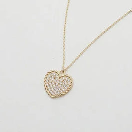 Heart Shape Pave Charm Necklace