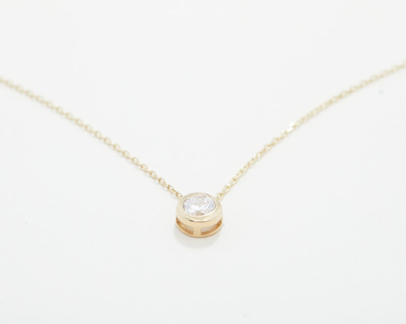 Round Pendant Solitaire Necklace 14k Yellow Gold Plated Engagement Gift Necklace - Jay Amar Gems