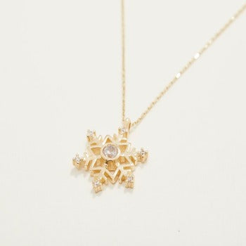 Snowflake Pendant Necklace 14k Yellow Gold Plated Minimalist Proposal Necklace Gift - Jay Amar Gems