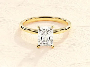4-Prong Radiant Cut Engagement Ring in 14k Solid Gold Plated / 1.5 CT Moissanite Engagement Rings/Solitaire Moissanite Ring/Gold Plated Promise Ring