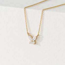 Marquise Cut Butterfly Silver Necklace