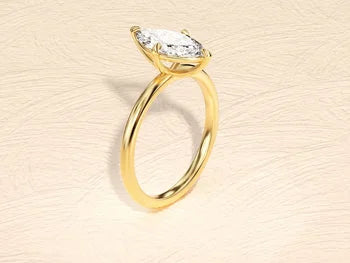 4-Prong Marquise Cut Engagement Ring in 14k Solid Gold Plated / 2.5 CT Moissanite Engagement Rings/Solitaire Moissanite Ring/Gold Plated Promise Ring