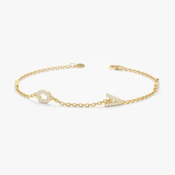 14k Gold Plated Diamond Love Bracelet, Solid Gold Plated Bracelet, Dainty Gold Plated Bracelet, Everyday Bracelet