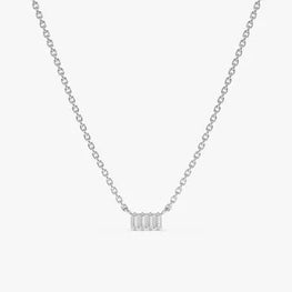 Baguette Cut Delicated Sterling Silver Necklace