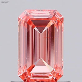 0.91 ct Emerald Cut Lab-grown Diamond | Fancy Vivid Orange Pink Color VS2 Clarity | Labstone - Jay Amar Gems