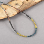 Distinctive beads necklace with Multi Colored Rough Diamond refined modern jewelry brilliance
