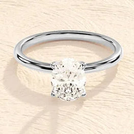 Oval Cut Hidden Halo Engagement Ring / 14K Solid Gold Plated - 2.00 CT Brilliant Moissanite Ring / Solitaire Engagement Ring for Women