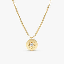 Starbust Classic Pendant Northstar Anniversary Gift Necklace 14k Yellow Plated Necklace - Jay Amar Gems