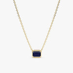 1.05 Ct Genuine Blue Diamond Emerald Cut Necklace Elegant Minimalist Pendant Fine Jewelry Gift for Women
