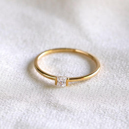 Solid Gold Plated Princess Cut Diamond Ring, Solitaire Ring, Dainty Gold Plated Ring, Promise Ring, Anniversary Ring, Gift for Her - Jay Amar Gems