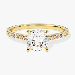 Brilliant Cushion Cut Engagement Ring / Side Stone Accented Promise Ring in 14k Solid Gold Plated / 2 CT Centre Stone Ring
