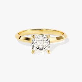 Knife Edge 1 CT Cushion Cut Solitaire Moissanite Engagement Ring / 14k Solid Gold Plated Solo Ring / Promise Ring for Women