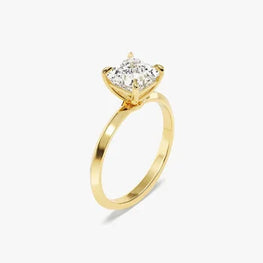 Knife Edge 1.5  CT Asscher Cut Solitaire Moissanite Engagement Ring / 14k Solid Gold Plated Solo Ring / Promise Ring for Women