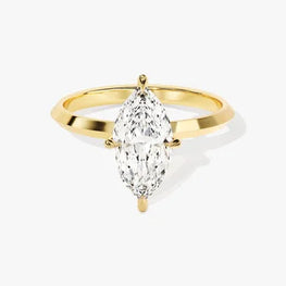 Knife Edge 1 CT Marquise Cut Solitaire Moissanite Engagement Ring / 14k Solid Gold Plated Solo Ring / Promise Ring for Women