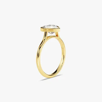 Bezel  2 CT Heart Cut Solitaire Moissanite Engagement Ring / 14k Solid Gold Plated Solo Ring / Thin Band Promise Ring for Women