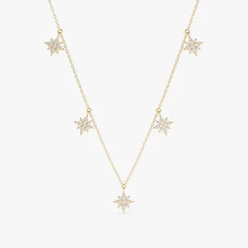 Dainty Starburst Charm Deliacated Necklace