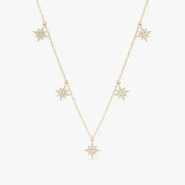 Dainty Starburst Charm Deliacated Necklace