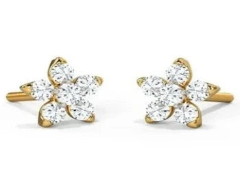 Floral Cz Diamond  Dainty Stud Earrings