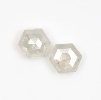0.61 Ct , Salt and Pepper Hexagon Shape Minimal Diamond Pair, Earrings Jewelry Diamond Pair, Best Price Diamond Pair