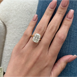 Fine jewelry 7 Ct Cushion lab diamond ring highlighting elongated silhouette and high clarity sparkle