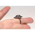 Designer lab created gemstone ring with morganite stone and shimmering diamond accents