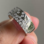 round lab grown diamond pave band ring in white gold