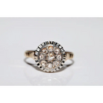 Unique lab grown diamond engagement ring with cushion cut stone in modern gold design