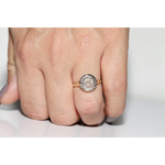 Unique lab grown diamond engagement ring with cushion cut stone in modern gold design