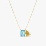 1.31 Ct Genuine Blue and Yellow Diamond Necklace Delicate Luxury Pendant Fine Jewelry for Women
