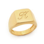 Personalized alphabet gold signet ring dainty minimal jewelry for women gift option