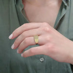 Personalized dainty gold ring with initial alphabet and sleek signet style for women jewelry
