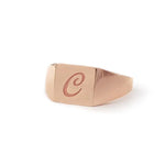 Personalized dainty gold ring with initial alphabet and sleek signet style for women jewelry
