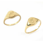 Custom gold initial signet ring for women, minimalist dainty alphabet jewelry gift idea