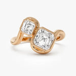 2.10 Ct TOI lab grown round diamond ring, 18K gold, modern design, elegant statement jewelry.