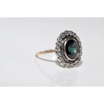 Lab created gemstone diamond ring with cushion cut pink stone and brilliant white diamond band