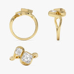 2.10 Ct TOI lab grown round diamond ring, 18K gold, modern design, elegant statement jewelry.