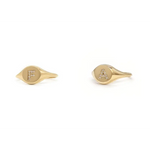 Personalized dainty gold initial ring with sleek signet style, elegant alphabet jewelry for women