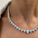 33.13 Ct moissanite pear and marquise cut white tennis necklace luxury sparkling jewelry for women