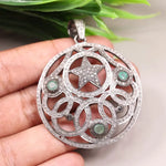 Sterling silver vintage round pendant, handmade Gothic Art Deco jewelry, unique astrology lovers statement pendant