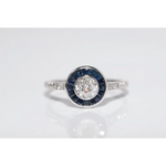 Stylish lab created gemstone diamond ring with pink gemstone and white diamond double halo design