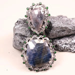 Victorian purple and blue gemstone pendant in sterling silver, antique diamond jewelry, 18th century inspired unique pendant gift