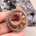 Art Deco celestial star pendant necklace with diamond circle charm, handmade dainty astrology jewelry gift for her