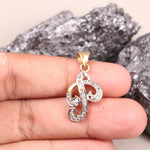 Victorian style P initial necklace with diamonds, handmade dainty jewelry, personalized anniversary gift for her