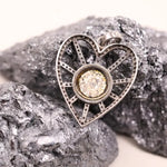 Victorian silver heart-shaped diamond pendant necklace, handmade 19th-century sparkling love charm, statement jewelry gift