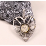 Victorian silver heart-shaped diamond pendant necklace, handmade 19th-century sparkling love charm, statement jewelry gift