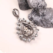 Antique Natural Black Diamond Pendant – Sterling Silver Art Deco Teardrop Statement Jewelry | Pear Cut Unique Jewelry