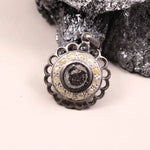 Georgian style black stone pendant necklace in sterling silver, handmade boho gothic statement jewelry gift for women