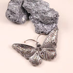 Multicolor gemstone butterfly brooch pin in sterling silver, Victorian style statement insect jewelry, nature-inspired gift