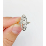 1.30 Ct rose cut lab created diamond ring with princess cut design, modern bridal engagement ring in elegant style