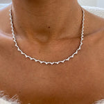 14.66 Ct moissanite round diamond white tennis necklace sparkling luxury jewelry elegant bridal style